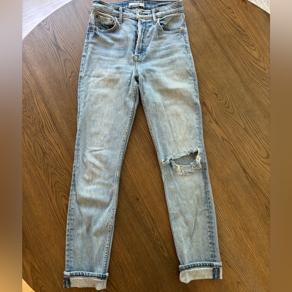 Women's Light Blue Distressed Jeans